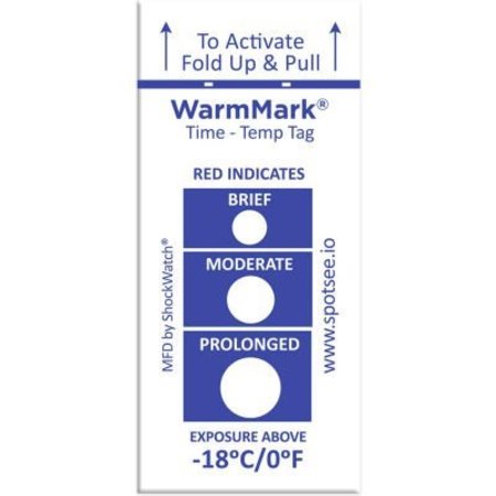 SHOCKWATCH SpotSee„¢ WarmMark® Time Temperature Indicators, -18°C/0°F, 100/Box WM 18/0